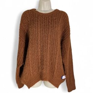 ARIZONA JEAN CO‎ Rust Orange Fuzzy Knit Sweater Oversized Women's Size L